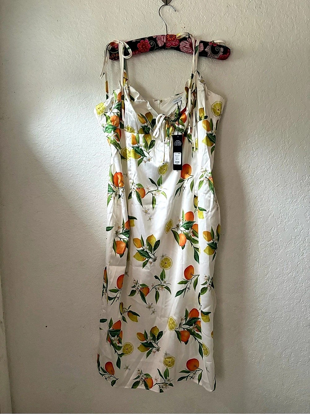 Fashion Nova Lemon Dress White & Green NWT